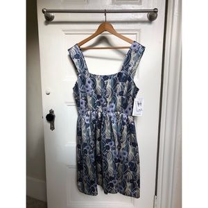 SUNO Blue Orchid Stripe Mini Dress cotton and silk